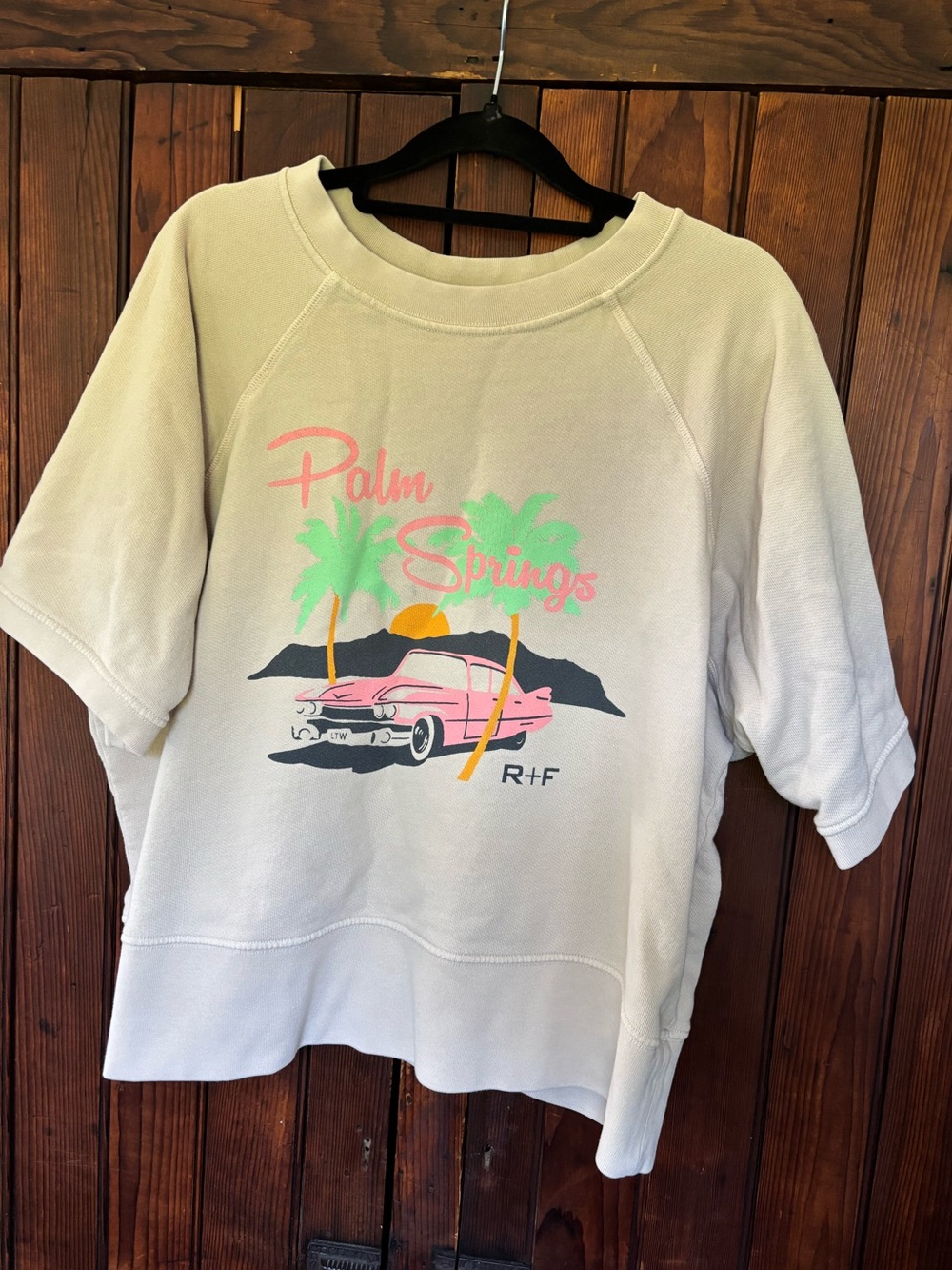 Imogene & Willie French Terry Sweatshirt Boxy Short Sleeve Tan Special Edition L